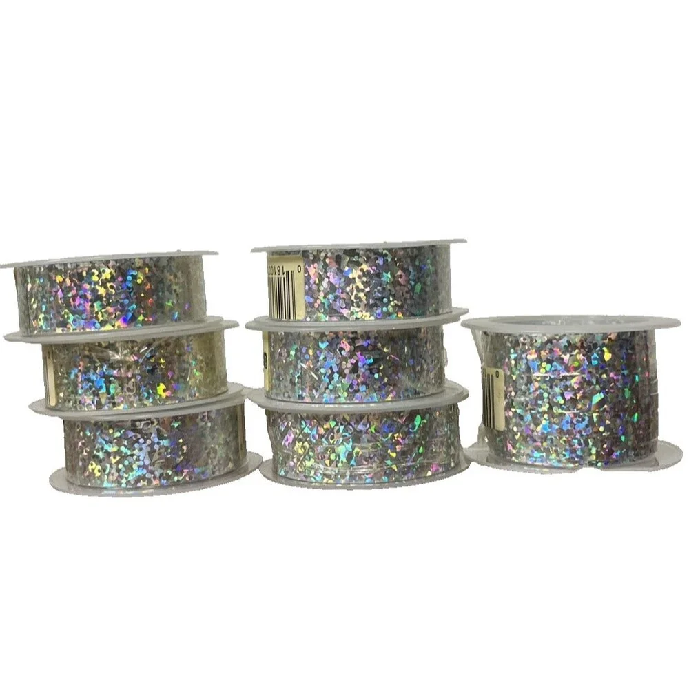 VTG American Greetings Silver Prismatic Ribbon 8 pc Holographic USA Made NOS NWT